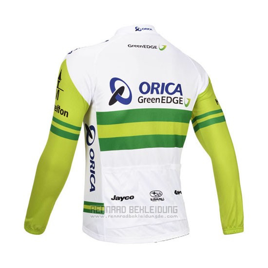 2013 Fahrradbekleidung Orica GreenEDGE Wei und Grun Trikot Langarm und Tragerhose - zum Schließen ins Bild klicken